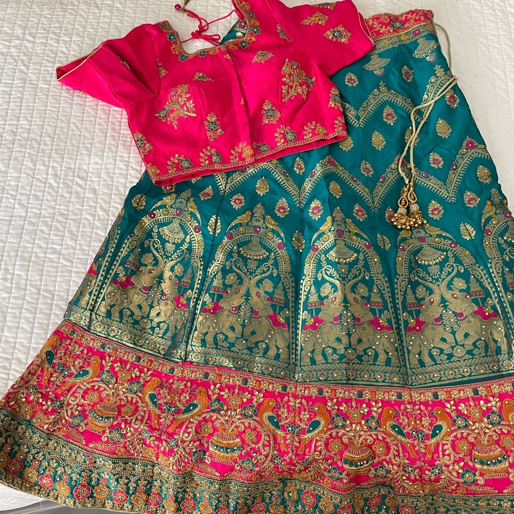 Lehenga Choli - Pink & Deep Teal